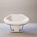 Modern White Single Sofa With Curved Design And Metal Base Support