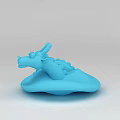 Futuristic Tech Exhibition Hall Showcasing Blue Dragon Shaped 3D Model Sculpture
