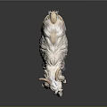 White Goat With Long Hair Horns And Blue Collar Standing On Dark Background