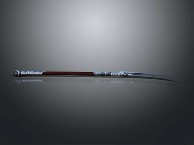 Ornate Decorative Knife With Slender Blade Brown Wooden Handle Silver Accents 3d model
