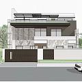Modern Detached Villa With Large Glass Windows And Roof Terrace Greenery Design