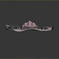 Symmetrical Grand Architectural Model With Central Dome Square Stone Base And Landscaped Surroundings