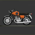 Vintage Orange And Black Motorcycle On Circular Display Stand With Classic Design Features