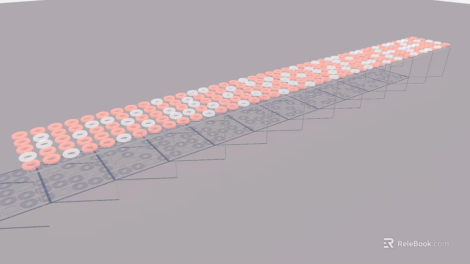 Modern Retractable Awning With Pink White Dots And Sturdy Frame Structure 3d model