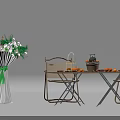Cozy Tea Break Area With Wooden Table Chairs Fruits And Flower Decorations