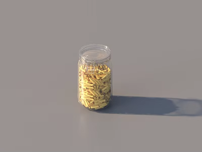 Transparent Glass Jar Filled With Yellow Stick Shaped Food On Grey Surface 3d model