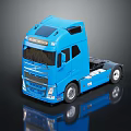 Blue Volvo Truck Model Featuring Detailed Cab And Reflection On Dark Surface