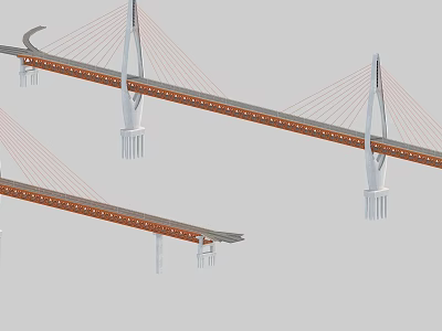 Modern Cable Stayed Bridge Design With Tall Towers And Steel Cables 3d model