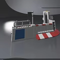 Modern Safety Swing Door Design With White Body Red White Stripes And Blue Panel