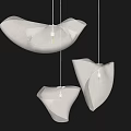 White Petal Shaped Fabric Pendant Lights With Soft Glow On Black Background