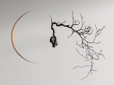 Branch Like Sculpture With Copper Frame And Fruit Like Object On White Background 3d model
