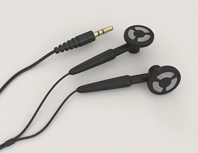 Black Wired Headphones With 3.5mm Audio Jack And Circular Earpiece Design For Music Listening 3d model