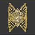 Radiant Golden Furniture Ornament With Beaded Design And Crystal Embellishments