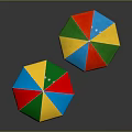 Colorful Outdoor Umbrella Furniture With Red Yellow Blue Green Canopy And Round Stable Base
