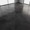 Gray Concrete Floor with Smooth Polished Surface in Modern Indoor Space and Black Windows