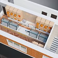 Cozy Sweet Shop Interior Design With Glass Display Counters Wooden Shelves And Seating Area