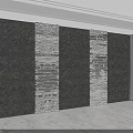 Modern Accent Wall Design With Dark Patterned Panels And Gray Brick Sections
