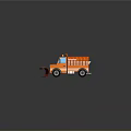 Three Orange Functional Utility Trucks With Snow Plows And Dump Beds 3d model
