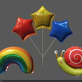 Colorful Balloons Collection With Star Shaped Red Yellow Blue Rainbow And Snail Designs