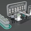 Modern Display Cabinet Display Board Nakajima Booth Display Area Nakajima Column 3d model