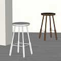 Modern Bar Stools With Black And Wooden Legs Round Seats And Metal Footrests