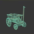 Vintage Handcrafted Wooden Cart Featuring Spoked Wheels Handle And Cargo Bed