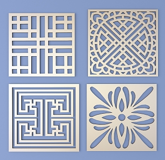 Metal Carved Square Carved Traditional Pattern Lattice Carved Pattern 3d model