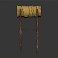 Unique Bar Stool Featuring Yellow Barrel Seat Roped On Wooden Ladder Frame