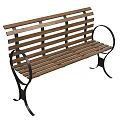 Leisure Bench With Wooden Slats And Metal Curved Armrests Sturdy Frame Design