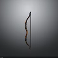 Traditional Handcrafted Bow Weapon With Red Orange Decorative Stripes And String