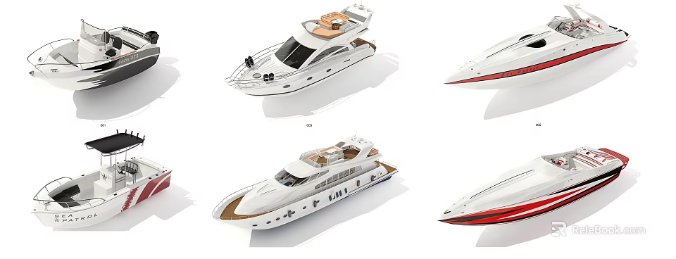 Different Luxury Yacht Designs With Sleek Exteriors 3d model 