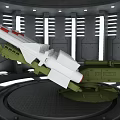 Detailed Military Missile Launcher Weapon Model on Circular Platform with Gray Structure