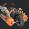 Orange Portable Air Compressor With Wheels And Handle For Industrial Use 3d model