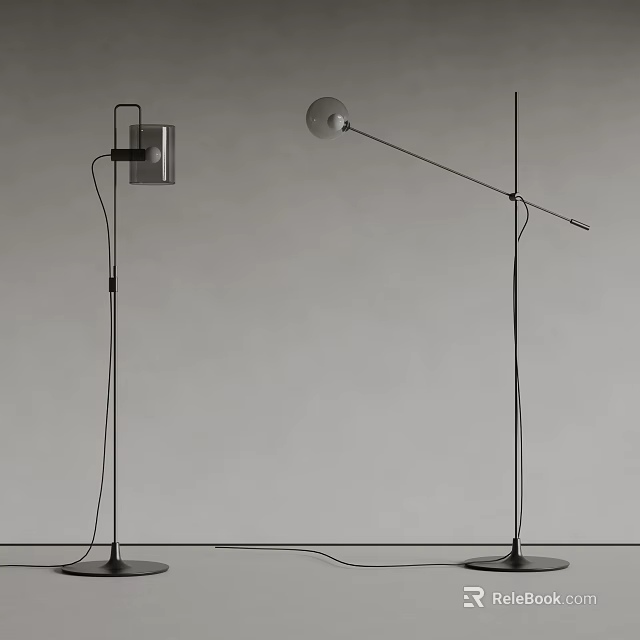 Modern Contemporary Floor Lamp With Adjustable Arm And Minimalist Metal Structure 3d model 