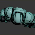 Green Metallic Armored Robot Character With Sci Fi Humanoid Exoskeleton Standing Pose