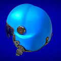 Blue Safety Helmet With Reflective Visor And Secure Strap Design 3d model