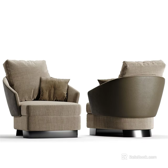 Elegant Modern Single Sofa Design With Soft Fabric And Decorative Pillows 3d model