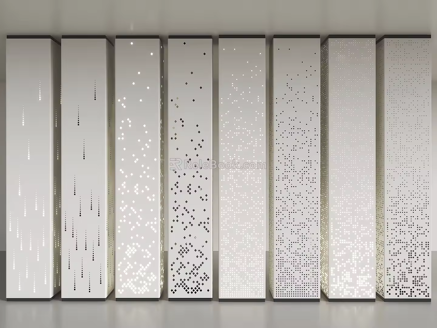 Luminous concrete column gradient hollow square column science and technology sense decorative column gradient perforated bag column indoor square column 3d model