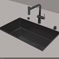 Contemporary Black Kitchen Sink With Faucet And Countertop Appliances
