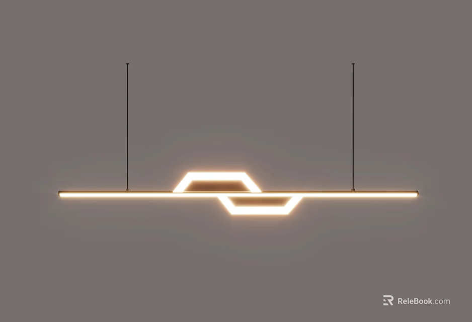 Modern Linear Chandelier With Geometric LED Light Design And Warm Glow For Contemporary Spaces 3d model 