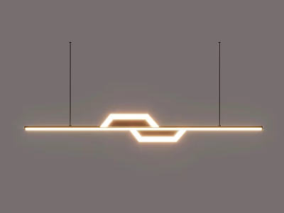 Modern Linear Chandelier With Geometric LED Light Design And Warm Glow For Contemporary Spaces 3d model