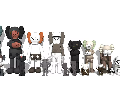 Trendy Designer Dolls Collection With Colorful Cartoon Characters And Various Sizes 3d model