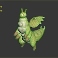 Cute Green and White Caterpillar Toy with Antennae and Wings