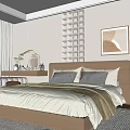 Minimalist Modern Bedroom Interior Design With Bedside Table And Decorative Painting