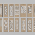 Chinese-style double-door wooden door 3d model