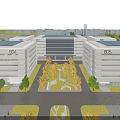 Modern Industrial Factory Complex With Contemporary Architecture Green Lawns And Spacious Courtyard