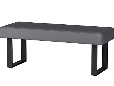 Modern Dining Bench with Gray Padded Seat and Black Metal Frame for Contemporary Dining Space 3d model