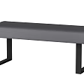 Modern Dining Bench with Gray Padded Seat and Black Metal Frame for Contemporary Dining Space