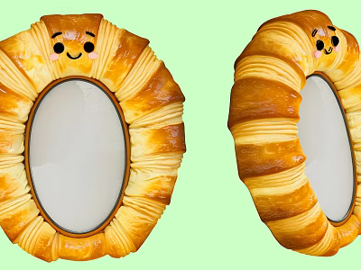 Croissant Shaped Smiley Face Cosmetic Mirror Frames For Perfume Products 3d model