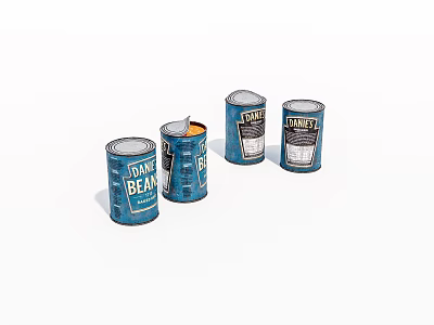 Assorted Jimmy Bean Canned Beans With Ranch Style And Other Varieties On White Background 3d model